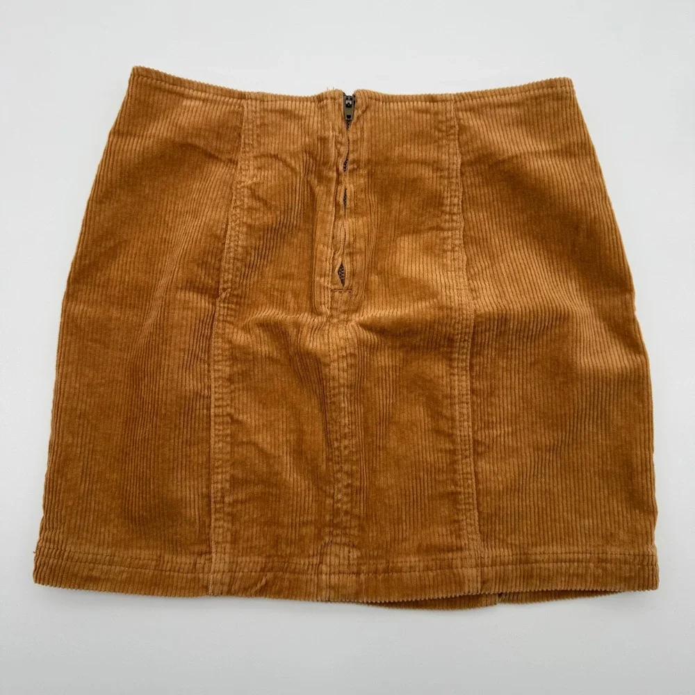 PacSun Brown Corduroy Mini Skirt High‎ Waisted Camel Tan Size 2 Boho Retro